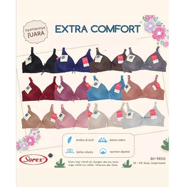 Sorex 9850 Bra Extra Comfort Busa Tanpa Kawat Kait 2 Setara Cup B Premium