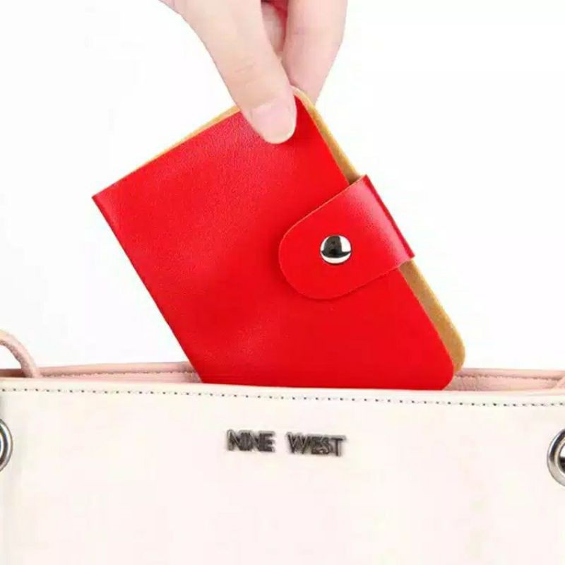 Dompet Kulit Kartu 24 Kartu Import Card Holder 24 Slot Kancing