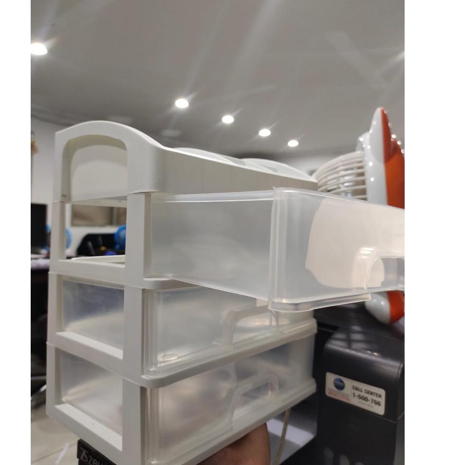 Rak Kosmetik / Rak Make Up Susun Plastik 3 Laci / Rak Serbaguna Merk Bobi