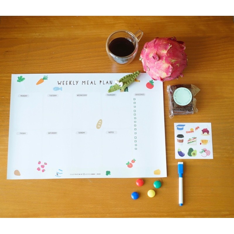 

Weekly Meal Planner lembar jadwal menu makanan mingguan