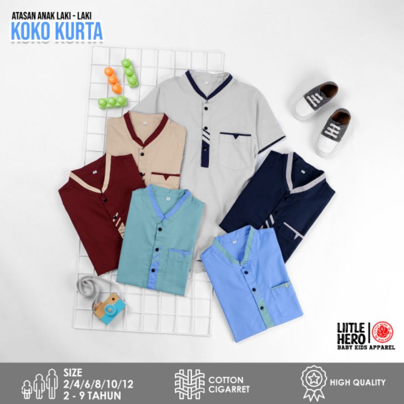 Baju Muslim Koko Kurta anak laki laki usia 1-9 tahun