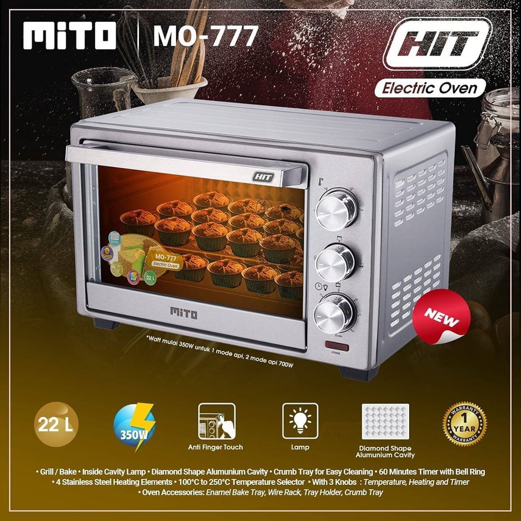 (PENGIRIMAN JNT/JNE/EKSPEDISI) Oven Mito 22 liter MO777- Electric Oven HIT 22L Mito MO-777