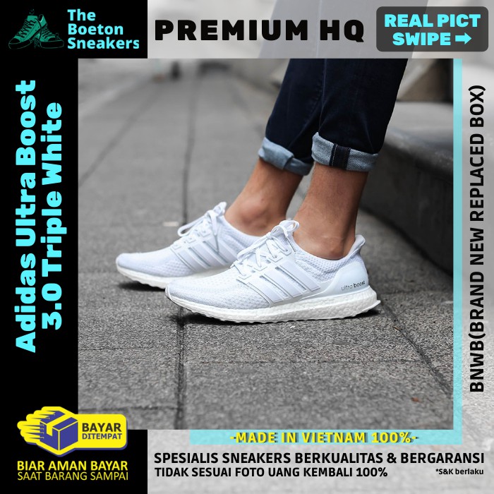 Adidas Ultra Boost 3.0 Original Putih Premium Sneakers Wanita Sepatu Running Sneaker Pria BNIB