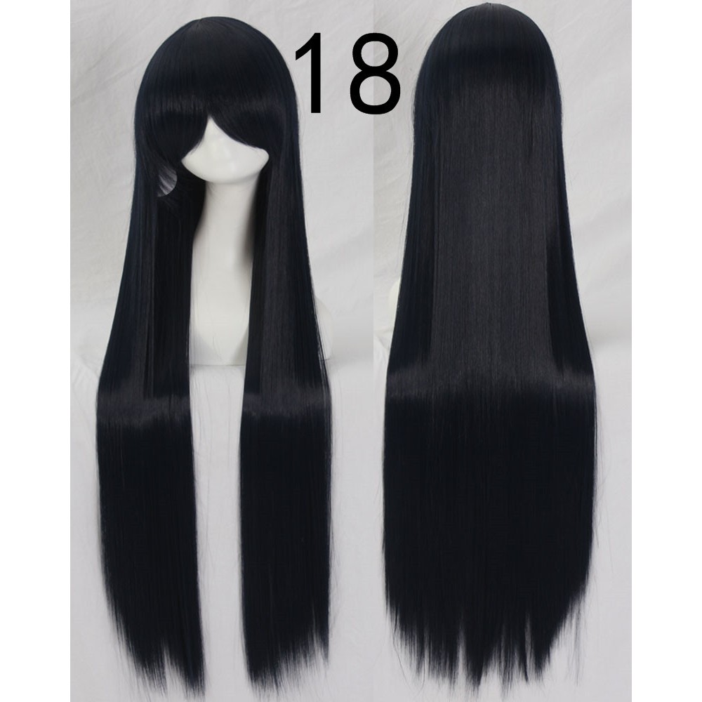 099 NATURAL wig base 100 cm lurus wanita cosplay rambut palsu daily lolita hitam putih abu ash brown