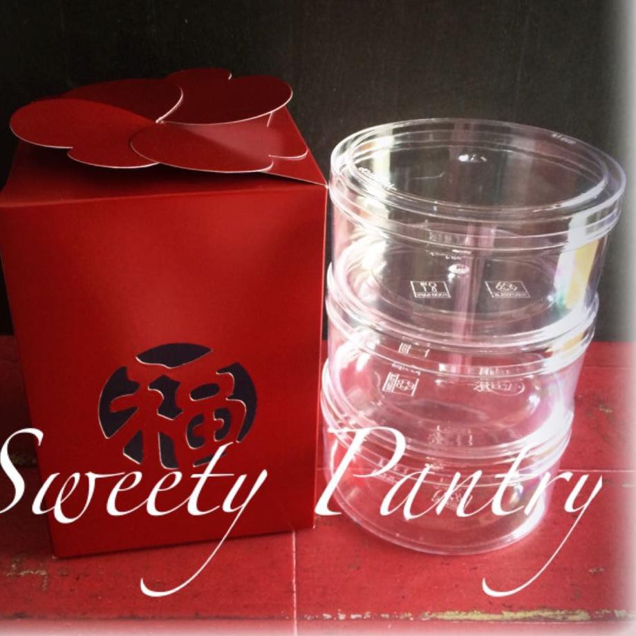 

box/dus kue kering / packaging toples / kemasan kue imlek fu merah set 3 !!