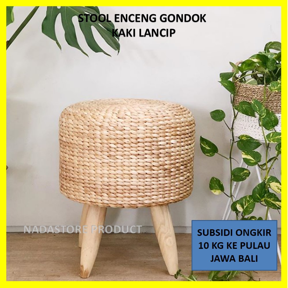 stool jamur Kaki Lancip / sofa bulat / bangku bulat / anyaman enceng gondok FREE ONGKIR