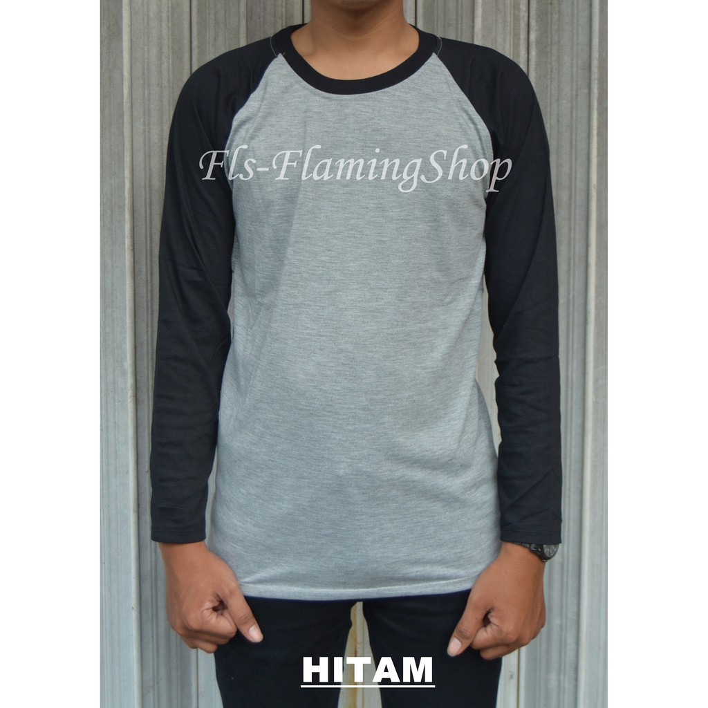 Raglan Lengan Panjang Abu Hitam/Baju Kaos Reglan Polos/Raglan polos/kaos distro/kaos lengan panjang