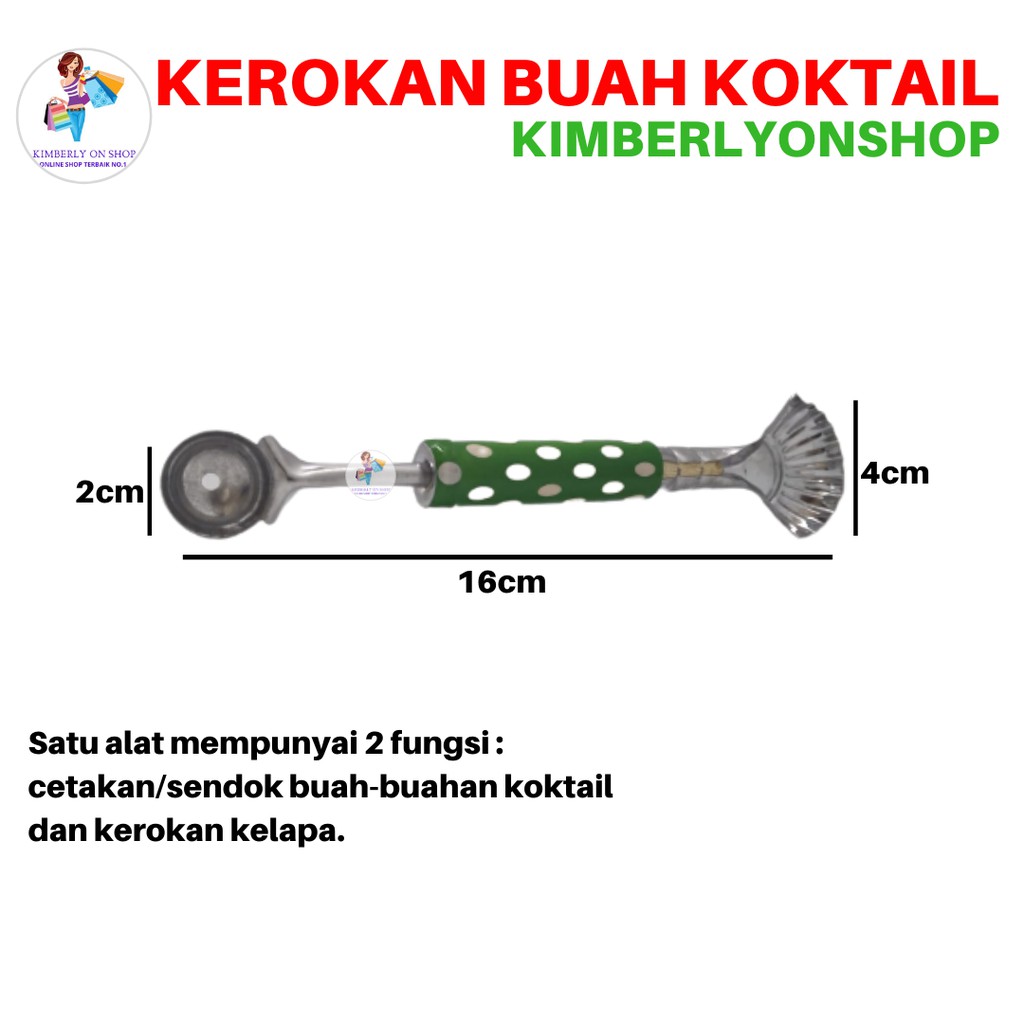 Kimberlyonshop Cetakan 2in1Buah Koktail Sendok Cocktail Kerokan Kelapa