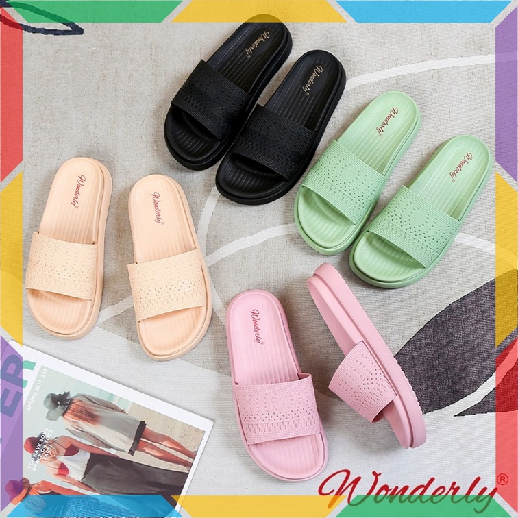 2001WL3 Sandal Selop Jelly Karet Wanita Wonderly Sendal Slop Cewek Rajut Rajutan Batik Glanzton