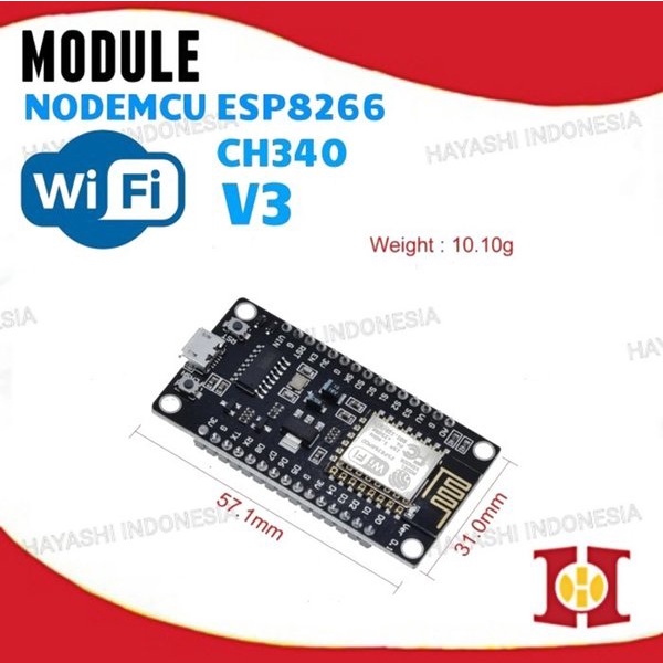 NodeMcu LUA Wifi V3 4mb 32Mbits CH340 Flash ESP8266 ESP12 Board Module