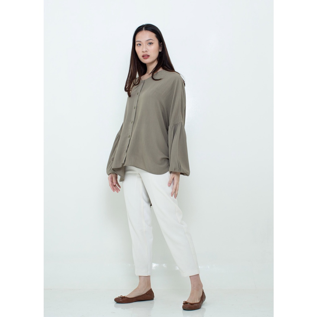Ixora Abia Oversized Shirt - Kemeja Wanita Oversized-Olive