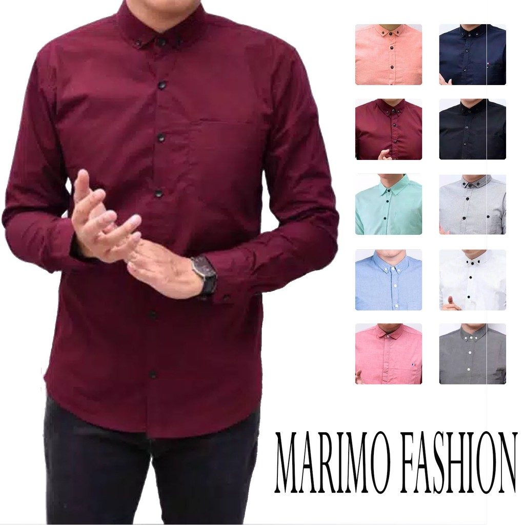 Promo Kemeja Pria Lengan Panjang Polos Formal Casual Baju Cowok Kerja Santai Shopee Indonesia