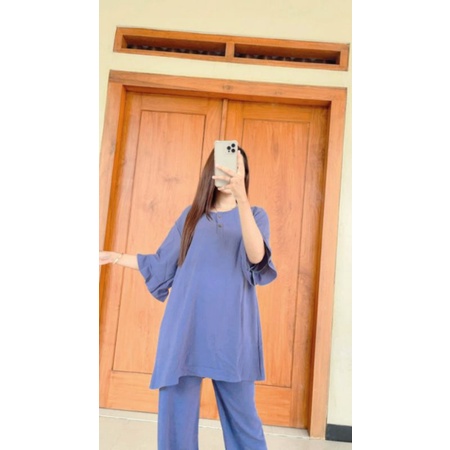 JUMBO ONE SET CRINGKLE TERBARU SETELAN WANITA KEKINIAN OOTD STYLE MODERN MASAKINI