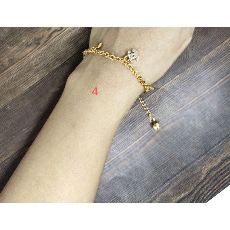 Fifi Fashion Gelang Tangan nori nukir gantung model Eliana Perhiasan Lapis emas (1-7)28#08#