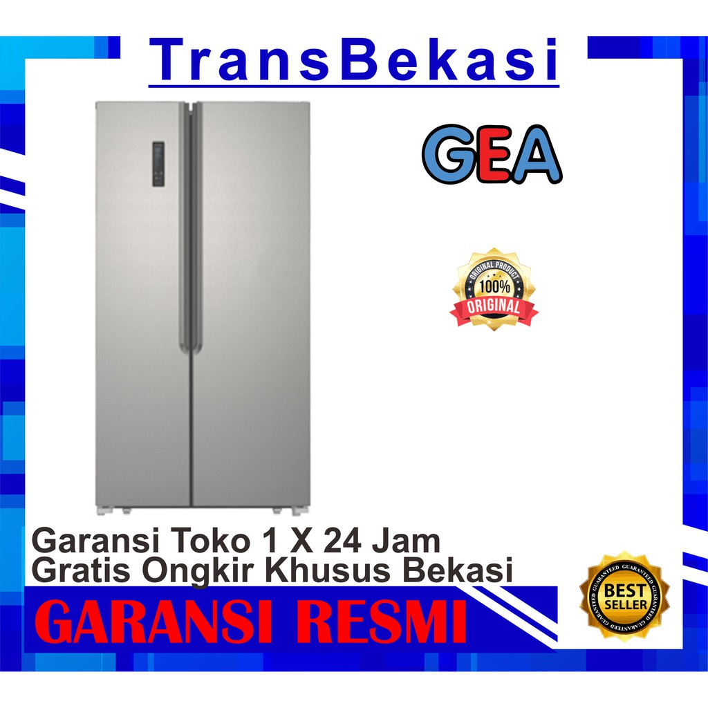 KULKAS SIDE BY SIDE GEA G2D 472 WARNA SILVER INOX khusus bekasi free ongkir GARANSI RESMI