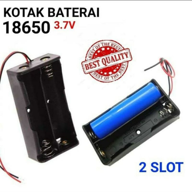 Battery Holder 2x 18650 Case Baterai Box Dengan Kabel