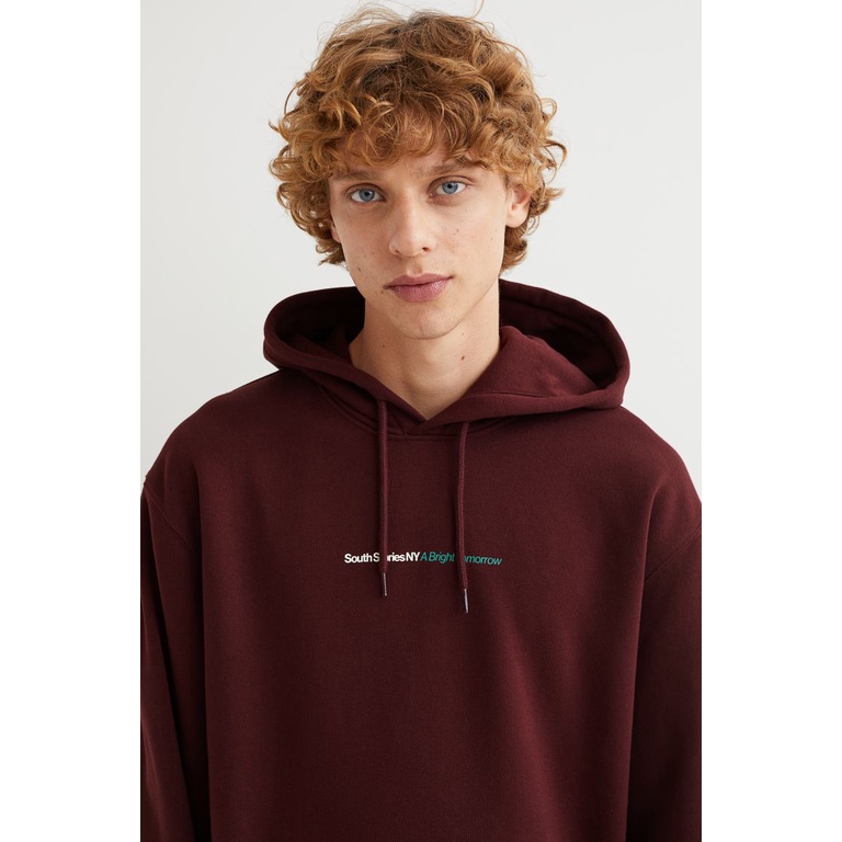 Hoodie H&amp;M Burgundy article SOUTH STORIES A BRIGHT TOMORROW Hoodie hnm wanita pria