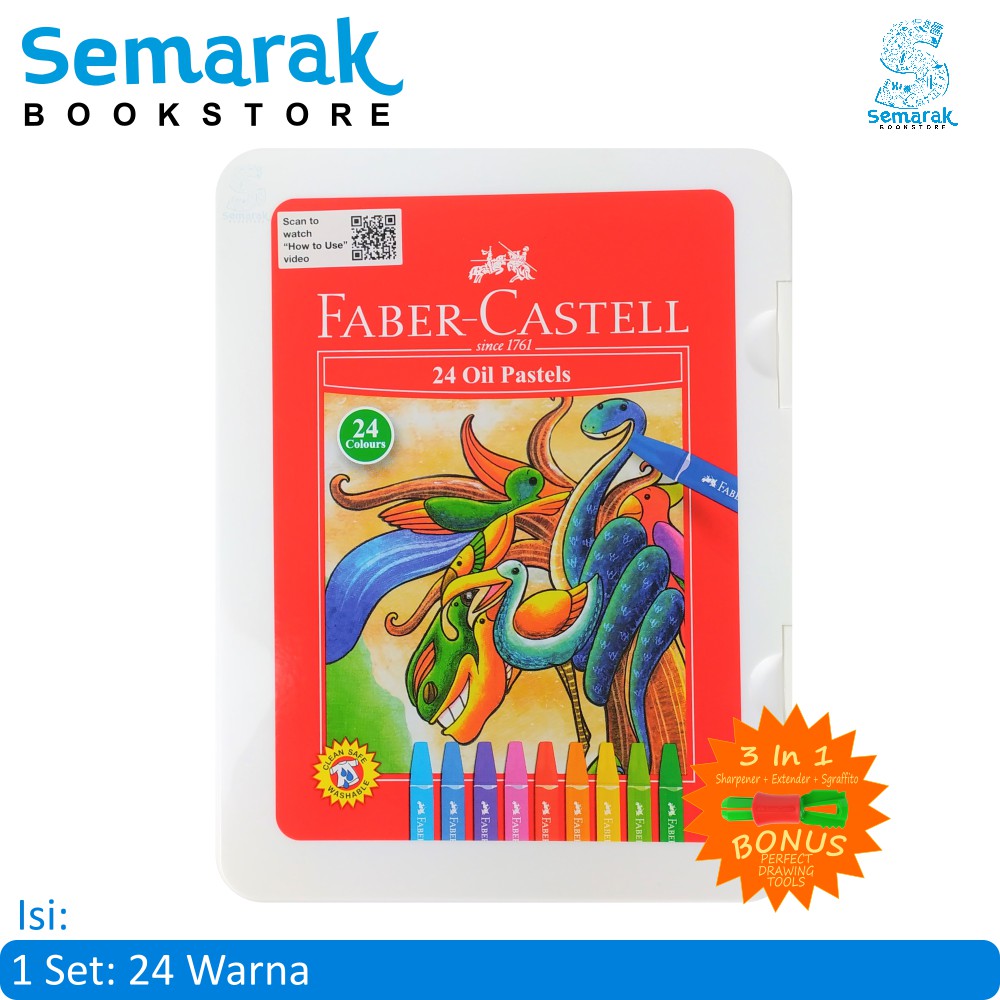

Oil Pastel Plastic Bag Krayon Aman Bagi Anak Faber Castell Hexagonal - Set 24 Warna