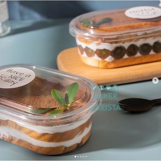 Korea Dessert cup Oval /10pcs tempat dessert premium tiramisu box