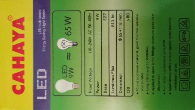 Cahaya Led Bulb 9 watt