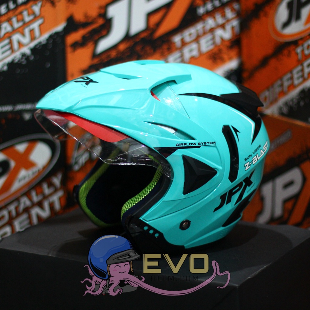 HELM JPX HALFFACE_JPX Z-BLAST - TOSCA BLUE GLOSS ( ONGKIR 2KG) JPX HALFFACE JPX SEMICROSS JPX ZBLAST