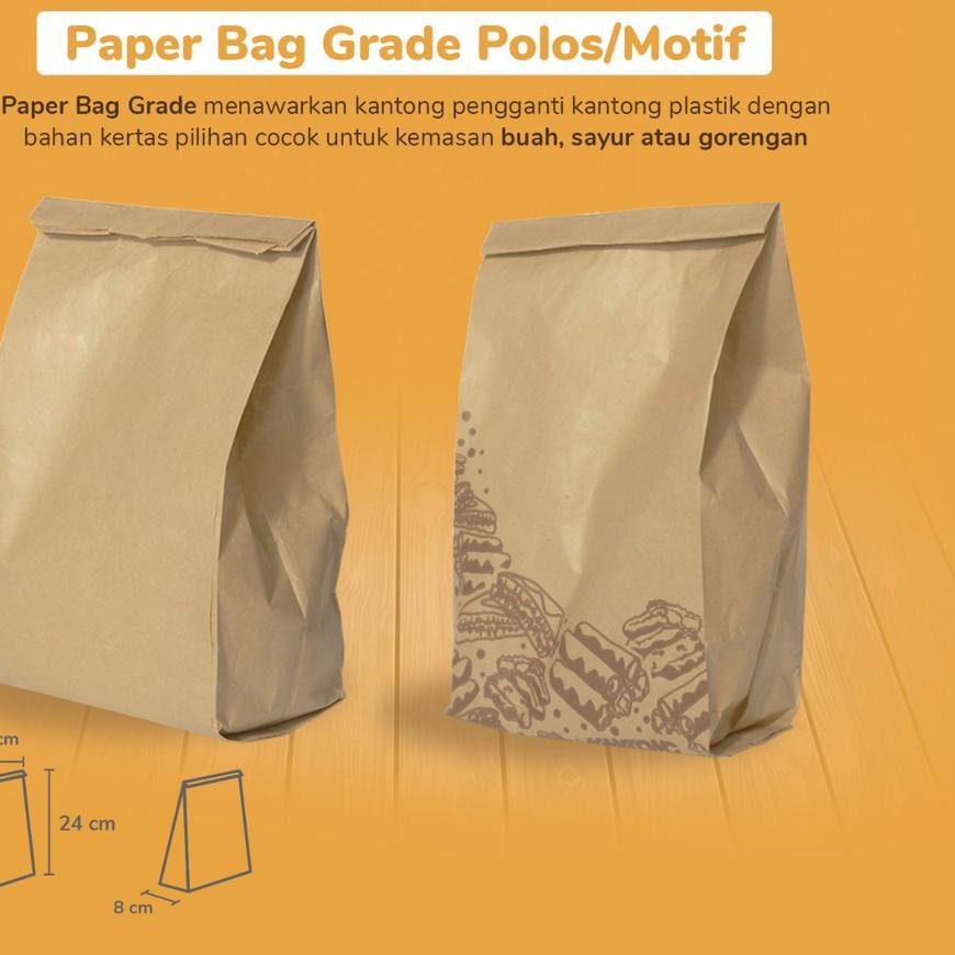 

➺ (Isi 100) Paper Bag 13x8x24 Coklat Motif Polos / Kantong Kertas Coklat Motif Polos Murah ○