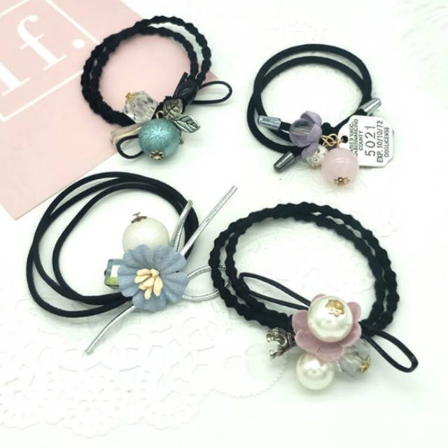Megasari, ikatan rambut motif bunga ikatan gelang rambut ikatan rambut gelang rambut import