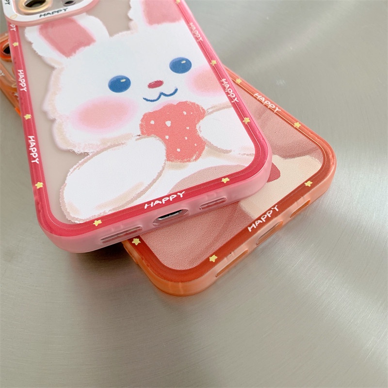 IPHONE Casing Ponsel Motif Kelinci Pink Yang Indah Kompatibel Dengan Iphone12 13 11 Pro Max X Xs Max Xr Silikon Cover Jjhn