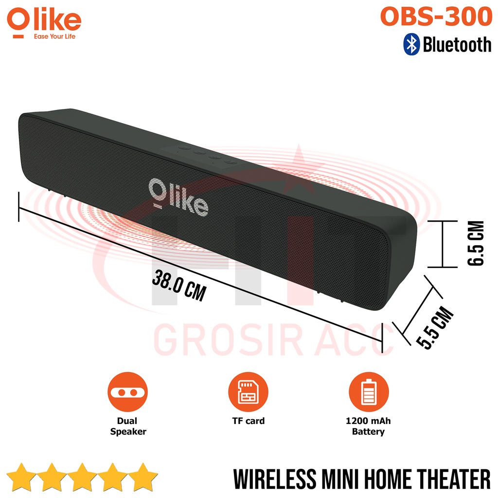 Speaker Bluetooth Wireless OLIKE OBS-300 SOUNDBAR Stereo Multifungsi
