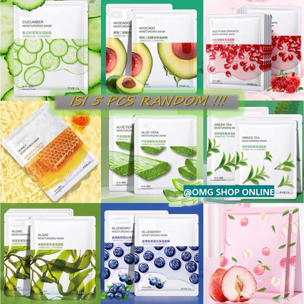 Isi 5 Pcs CAMPUR !! Moisturizing Tender Mask ORIGINAL Masker Wajah Pemutih dan Glowing / Masker Wajah Viral Tiktok Masker Muka Anti Komedo Kusam Sheet Mask / Masker Wajah Murah Asli Skincare Alami Pelengkap Make Up – Masker Wajah Organik Korea Peel Off