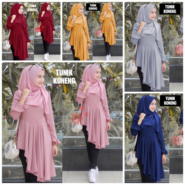 Airu Bayar COD TUNIK KONENG ATASAN MUSLIM JERSEY 5 WARNA baju murah