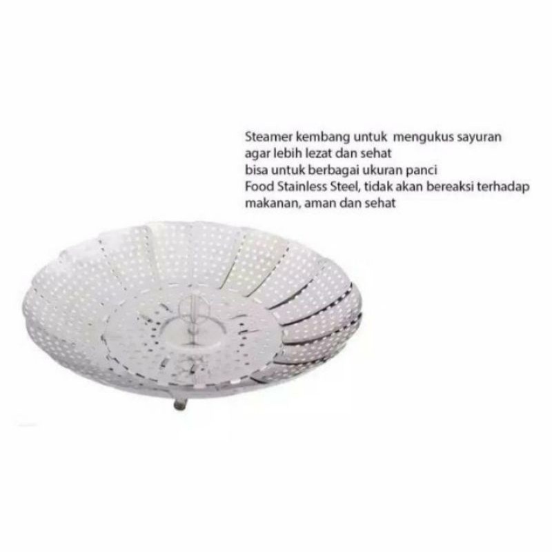 Laristerus79 Alat kukus stainless steamer flexible kukusan bunga tirisan buah sayur kukus sederhanaa