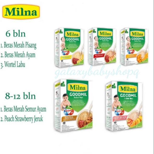 Milna Goodmil Bubur Bayi 6bln/8-12bln 120gr