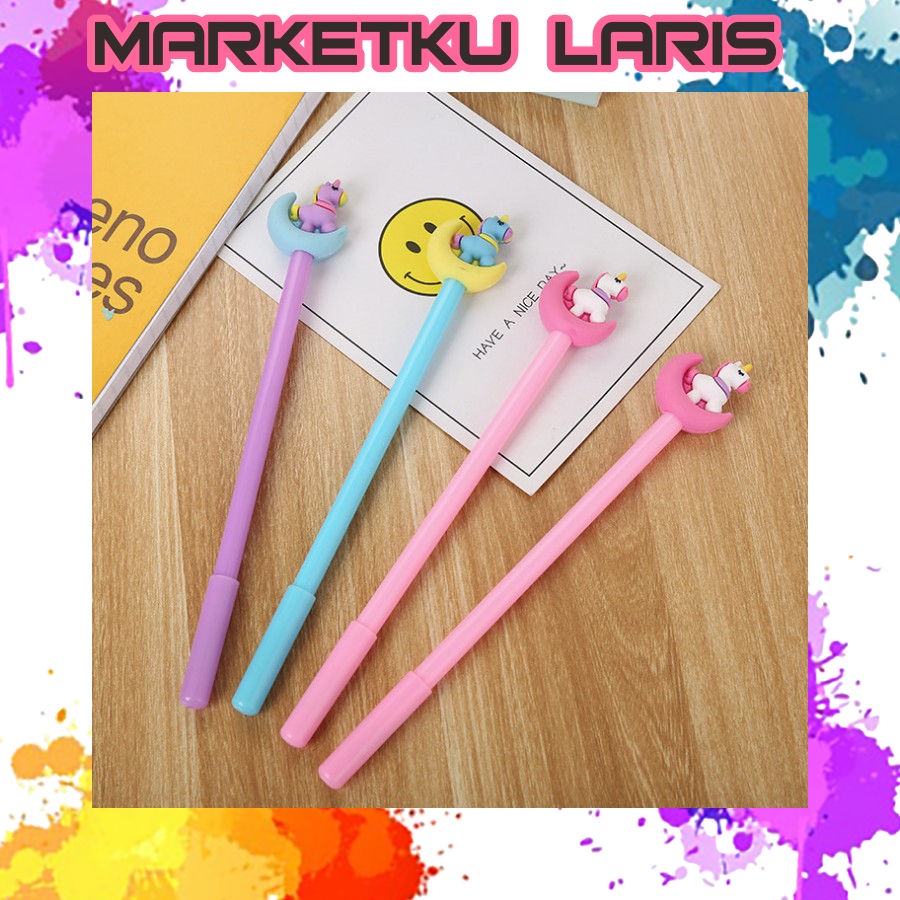 

MKL - R208 PULPEN KARAKTER UNICORN FULL BODY MOON Pulpen Gel Unicorn Stationary Alat Tulis