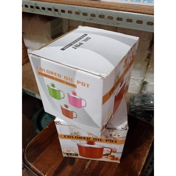 Oil Pot Warna 1200 ml Stainless Tempat Wadah Saringan Minyak 1.2 Liter