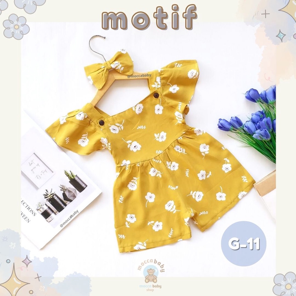 MBSS - BBB JUMPSUIT LAURA setelan anak perempuan jumper bayi motif bunga lucu free headband PART 3