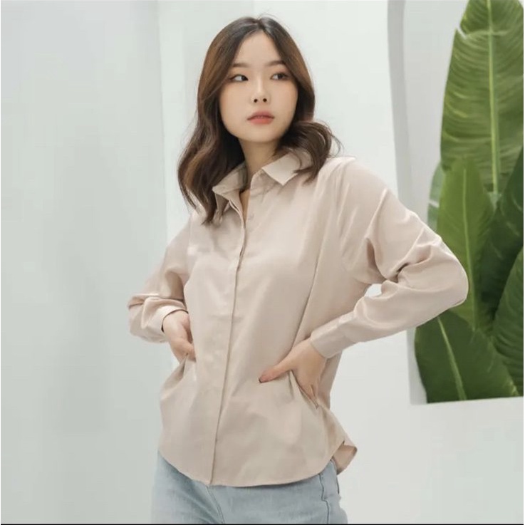 BEFAST - ZFS OOTD Kemeja KAINA / LOVIE SHIRT / Hem Wanita Keluaran Terbaru / Pakaian Wanita Kerja / Kemeja Polos Formal / Fashion Wanita Casual / Kemeja lengan Panjang / Outfit Wanita Remaja Kekinian