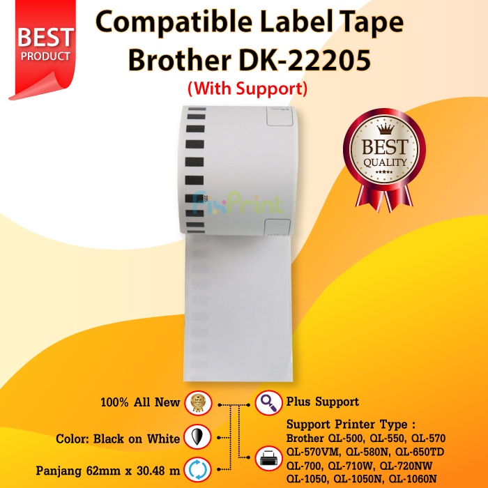 Compatible Label Tape Brother DK-22205 DK22205 dk22205 With Support