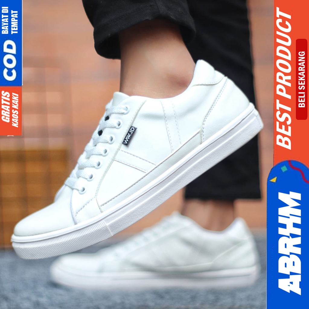 Sepatu Sneakers Pria Sepatu Casual Pria Kulit Pu Sepatu Kerja Kuliah Kondangan Sepatu Hitam Pria GUMO ABRHM