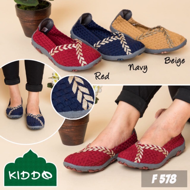 Kiddo 578 sepatu IMPORT anyaman rajut wanita ORI