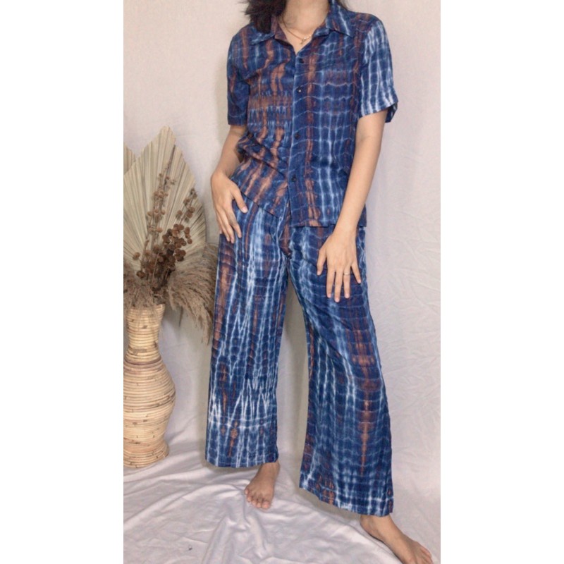 ONE SET / SETELAN /PAJAMAS TIE DYE / PIYAMA CROP/ SET PIYAMA TYE DYE / piyama rayon premium