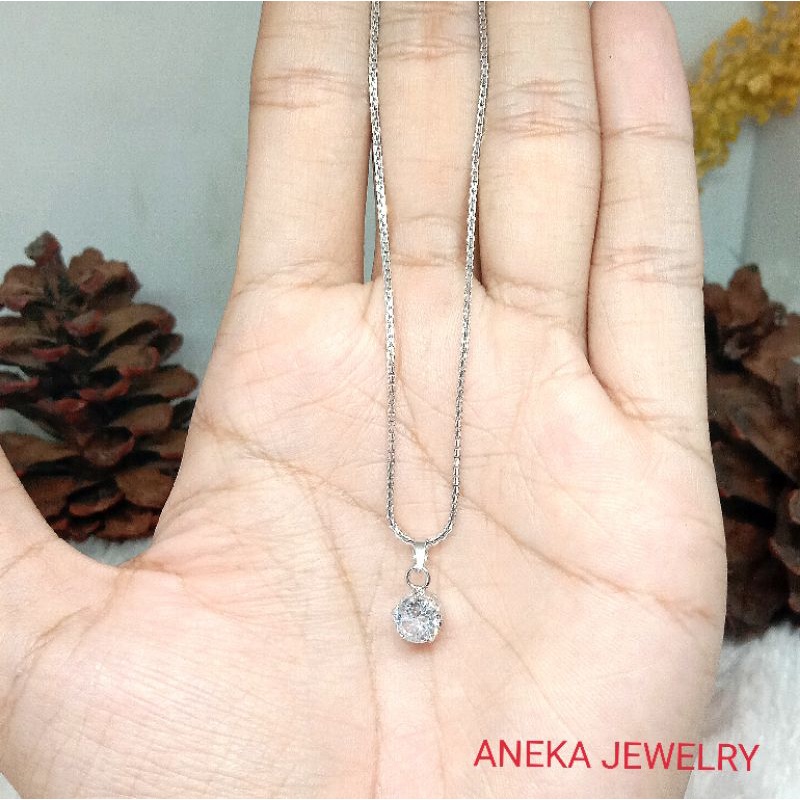 Kalung Itali Santa + Liontin Desi, Perak Asli 925