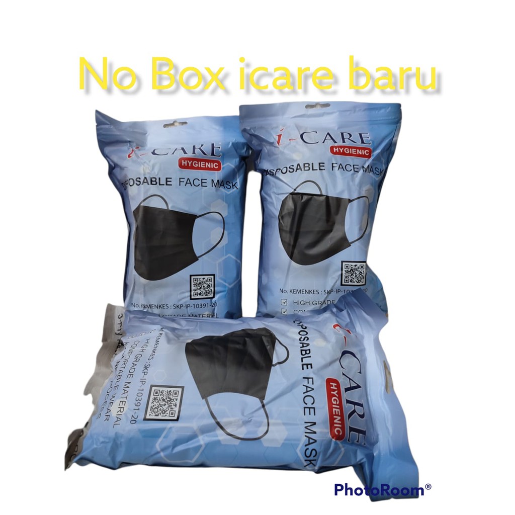 MASKER/ICARE/EARLOOP/MASKER HITAM/PUTIH/HIJAB/3PLAY/MEDIS/DISPOSABLE FACE MASK-2