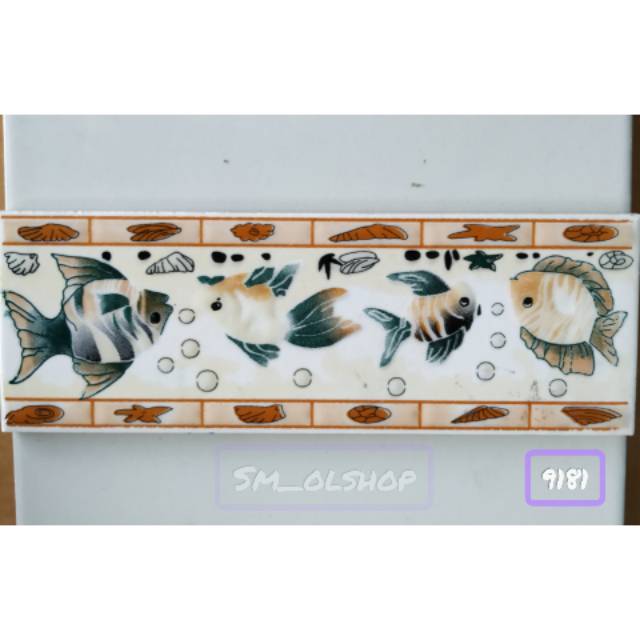 List keramik dinding 20x8 motif ikan coklat
