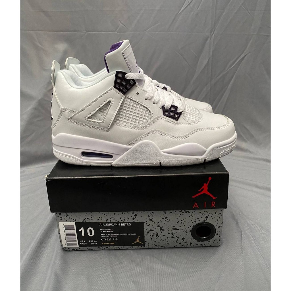 Sepatu Air Jordan 4 Retro Court White Purple  - Premium Quality