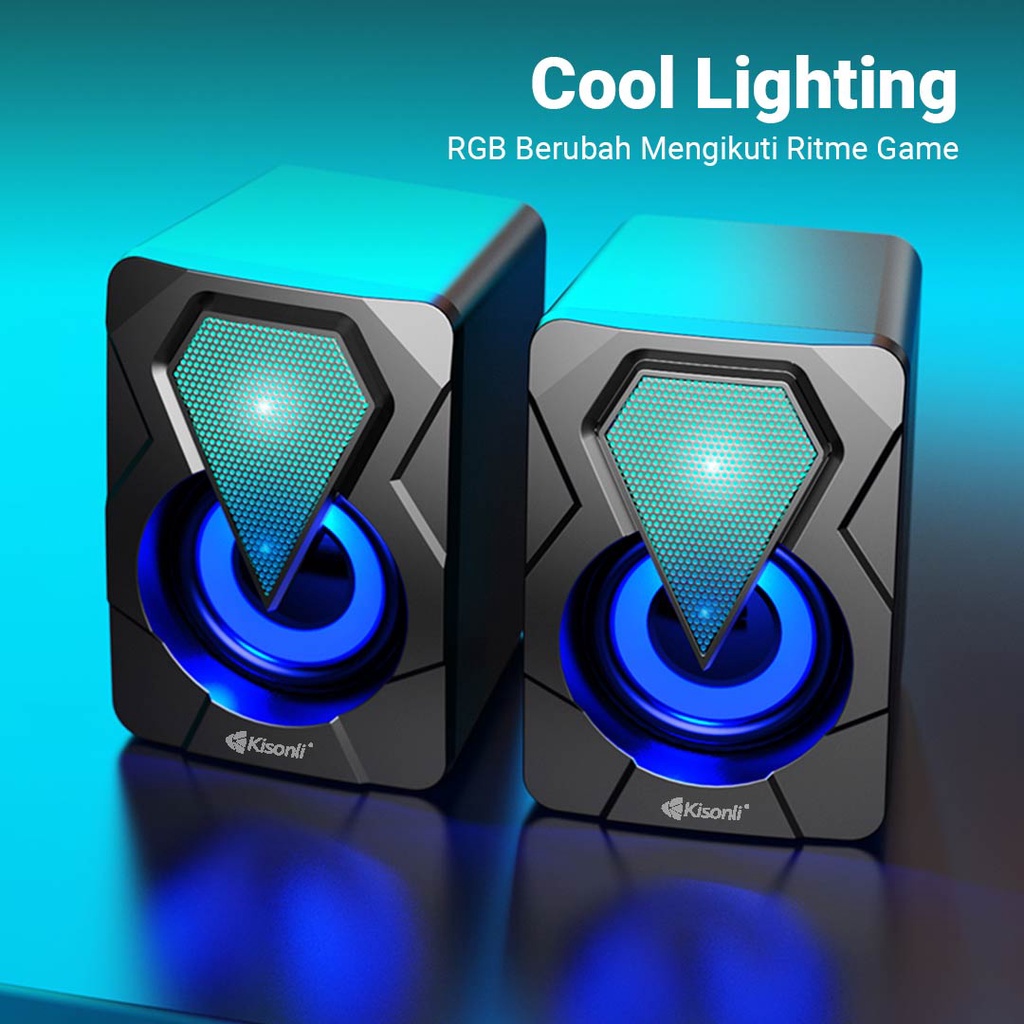 KISONLI Speaker Gaming Laptop Komputer L-9090 Led Rgb Light With Volume Control-7