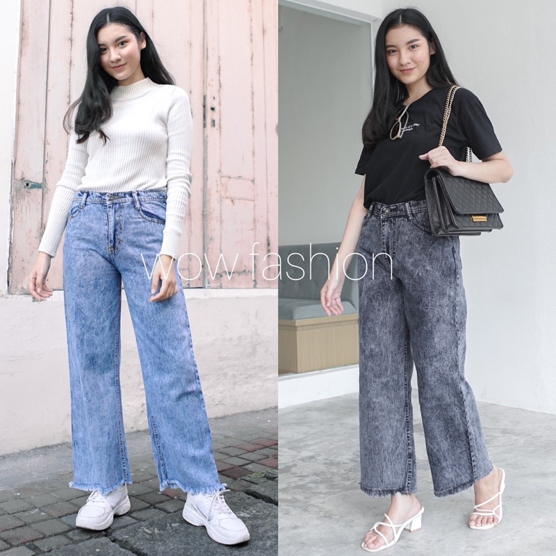 WOW-Kulot Rawis Jeans Higwaist/ Kulot Jeans Rawis/ Kulot Jeans Rawis Wanita/Kulot rawis Terbaru