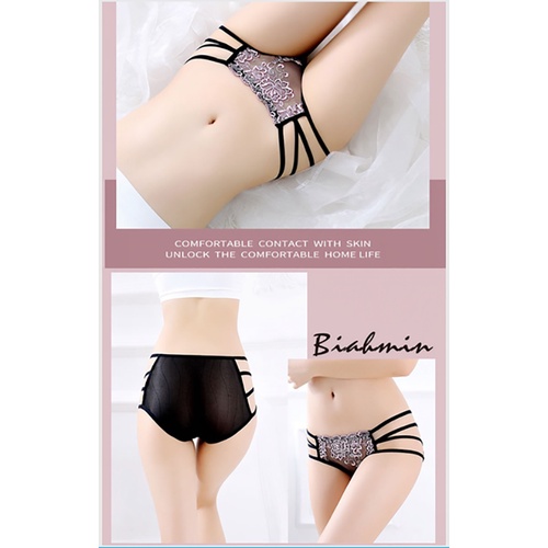 Celana Dalam Wanita Sexy Transparan Tali G String Bunga-bunga Thong 3C136