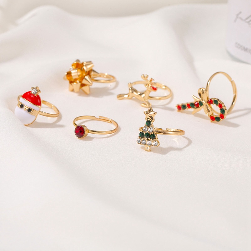 6pcs / Set Cincin Desain Santa Claus Untuk Dekorasi Natal