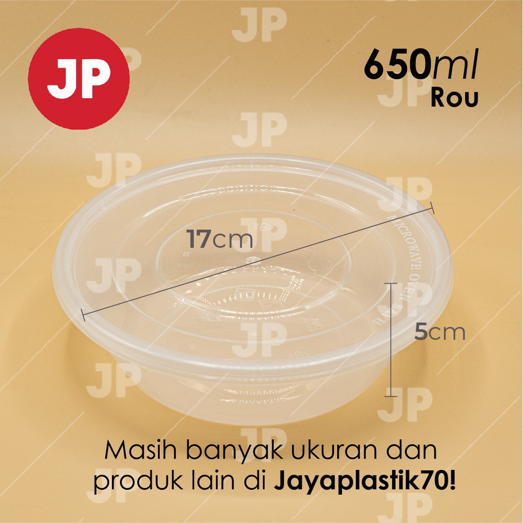 Mangkok Plastik  Thinwall Bulat Datar ROU 650ml (ISI 5)